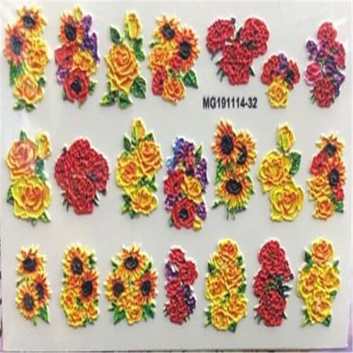 6d DIY Water Slide Cubic Nail Stickers Nail Decals Fashion Engrave Flowers Nail Decals Embssment