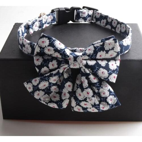 New Flower Printed Large Bowtie Fancy Cat Collar Bow Tie Pet Collar Kitten Necklace Pet Cat Accessories Puppy Small Dog Supplies