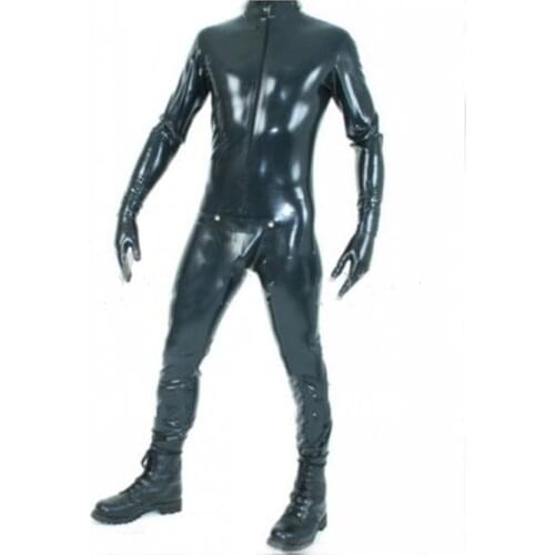 Handmade latex skintight latex catsuit with socks and gloves and codpiece front zipper to belly