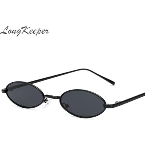 LongKeeper Vintage Small Oval Sunglasses Women Sexy Brand Designer Sun Glasses Retro Metal Frame Shades Eyewear gafas de sol