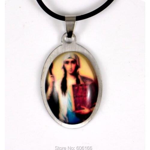 The Virgin Shepherdess Girl holding Bible Stainless Steel Pendant Necklace Catholic Christan Orthodox Fashion Religious jewelry