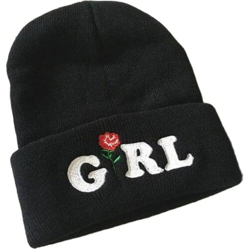 Cotton Flower Thicken Knitted Hat Winter Warm Hat Skullies Cap Beanie Hat for Girl and Women 54