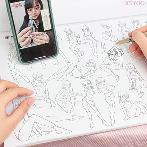 Simple anime manga material book sketch character teaching tracking simple line drawing illustration exercise book for beginners