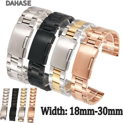 QSSZ 18mm 20mm 22mm 24mm 26mm 28mm 30mm Stainless Steel Watch Band Solid Classic Strap Metal Watchband for Wrist Watch