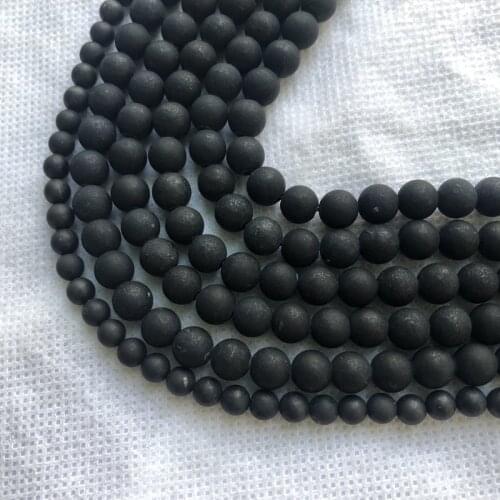 Wholesale 1 string o15.5", 100% Natural Shungite Matte Beads,4mm 6mm 8mm 10mm 12mm Round Energy healing gem Stone Loose Beads