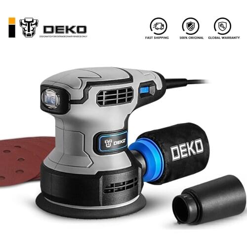 DEKO 320W Random Orbital Electric Sander Machine with 16Pcs 125mm Sandpapers Strong Dust Collection Polisher