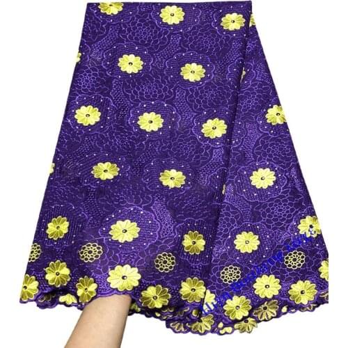 High Quality Swiss Voile Laces Switzerland Purple Cotton Lace With Stone Voile Lace In Switzerland For Dresses XY2122