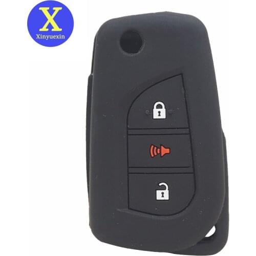 Xinyuexin For Toyota Avensis Corolla Prius Camry Vitz 3 Buttons Silicone Car Key Case Fob Cover FLip Remote Key Car Styling