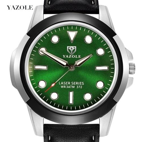 Yazole Green Blue Watch Fashion Watch For Men Men Watches Soft Leather Strap Men Quartz Watch Luminous Clock Mens Watches 2020