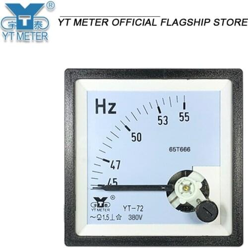 Yt72 AC frequency meter pointer 50 Hz 60 Hz 45-55 Hz 45-65 Hz 100 V 220 V 380 V 110 V pointer voltage dh72 cp72 three phase sing