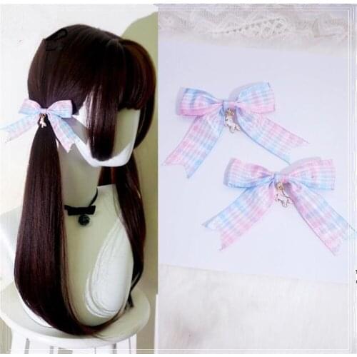 Sweet pink blue Hairpin Lolita Bowknot unicorn Hair Clip hair circle Girl Women Hair Accessories B1470