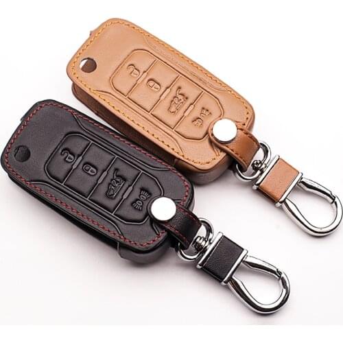 Top layer leather Genuine Leather Protect Shell Protective Case Key Ring Case For Jeep 2016 Renegade Keyboard cover Car wallet