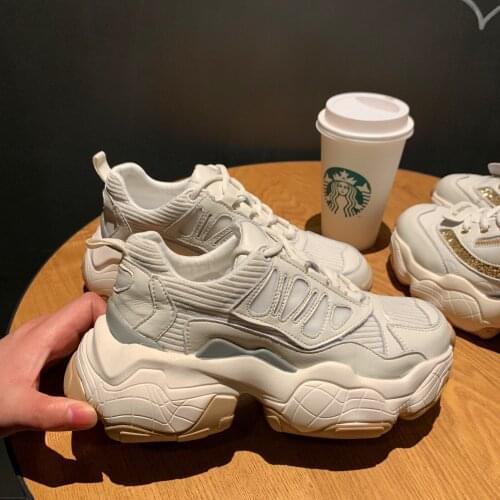 2020 Autumn Women Platform Sneakers Fashion Casual Shoes Chunky Sneaker Ladies High Quality Luxury Vulcanized Shoes Woman White