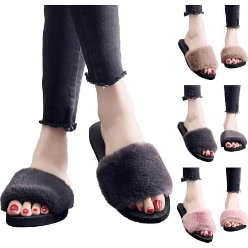 Winter Slippers Open Toe Shock-absorption Anti-slip Soft High Elasticity Candy Color Slide Slippers for Daily Wear Women’s Shoes