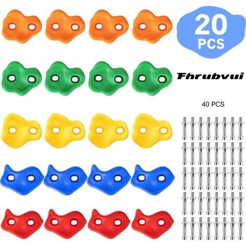 20 Rock Wall Climbing Holds Set, Kids Climbing Rocks for Indoor Outdoor Play Set, Rock Wall Hand Holds Kit
