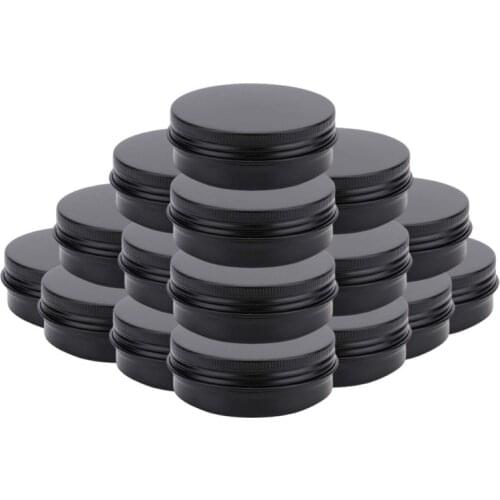 30pcs Matte Black Aluminum Round Tin Cans Box 60g/2OZ Empty Cosmetic Cream Jar Pot Case Screw Thread Lid Lip Balm Container