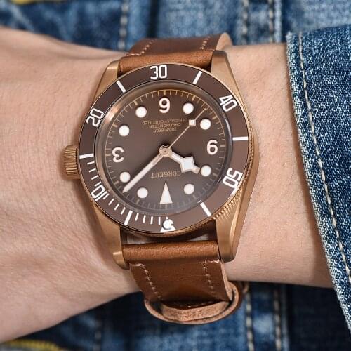 41mm Corgeut luxury top brand sport Sapphire Glass Sterile Coffee Dial PVD Mechanical Male clock Automatic Mens Wrist Watch