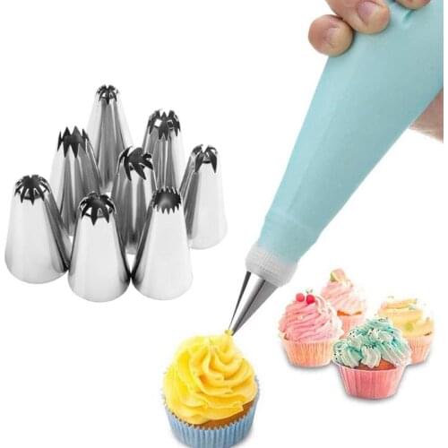8Pcs Cake Decorating Nozzles Stainless Steel Pastry Icing Piping Tips Sets Cream Confectionery DIY Baking Tool Accessories