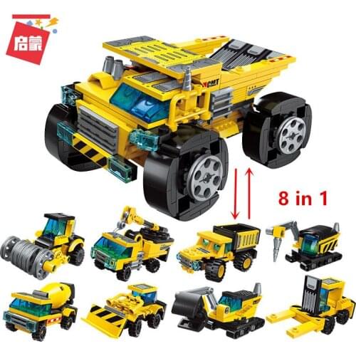 Enlighten 1806 Mini Building Blocks Deformation Trucks Helicopter Bricks Technical City Blocks Toys For Boys Xmas Gifts 8 in 1