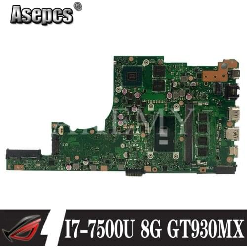 Akemy X405UR For Asus X405U X405UN X405UR X405URR X405URP X405UQ X405UF Laotop Mainboard X405UR Motherboard I7-7500U 8GB GT930MX
