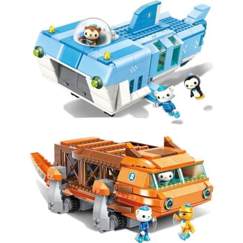 Creator Ideas Anime Octonauts GUP-X Fishing Boat White Shark Mobile Base Building Blocks Cartoon Model Kit Bricks Kids Toys Gift