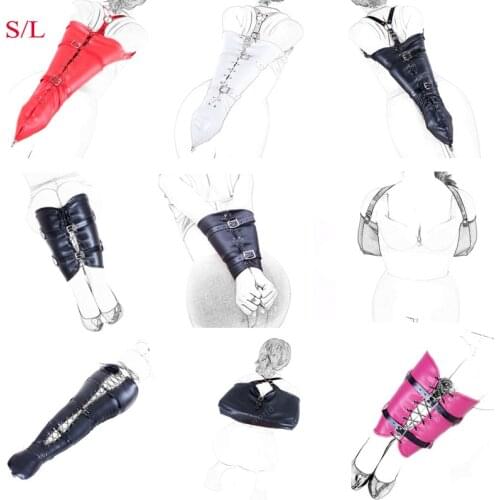 BDSM Bondage Leg Arm Binder /Behind Back Straight Jacket PU Leather Restraints Slave Handcuff Armbinder Legbinder Harness Toys