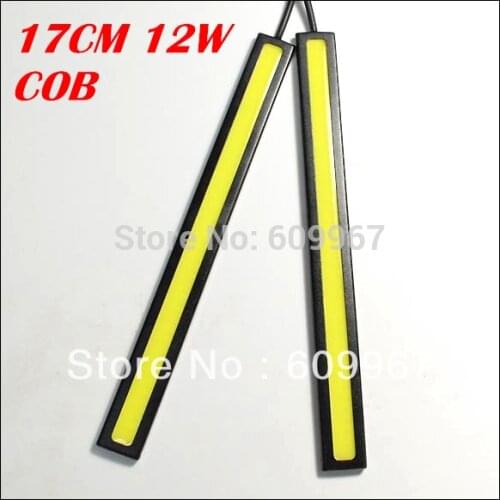 FreeShipping High Power New 12V Daylight 12W COB Car DRL COB 100% Waterproof Bumper Decorative Sticker Daytime Running Light Led