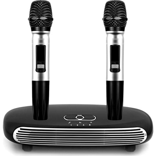 Wireless BT Karaoke Set with Dual Wireless BT Microphone for Smart TV/Set-top Box/Computer/Smart Phone Red Karaoke Box EU/US