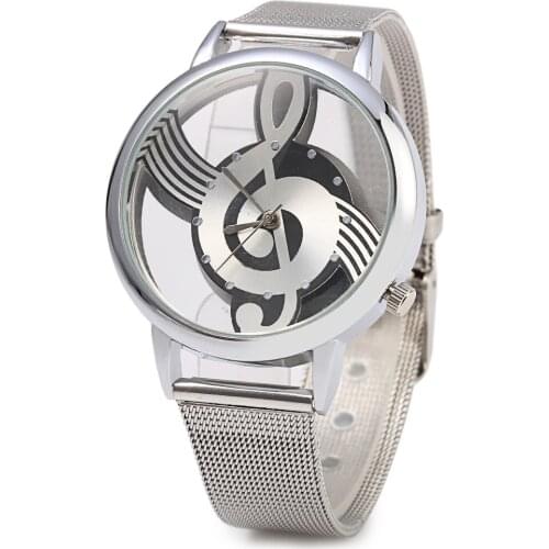 Brand Quartz Watches Women Fashion Watch Unique Note Dial Steel Mesh Bracelet Ladies Wristwatches Casual Relogio Feminino Hours