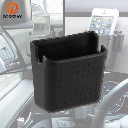POSSBAY Black Universal Car Outlet Vent Seat Back Tidy Storage Box Phone Coin Cards Key Glasses Organizer Handing Holder