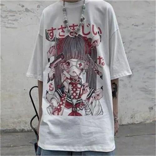 Hip-hop devil grimace students print ins shirt Summer new loose large size couple T-shirt new summer Print Japan tshirt
