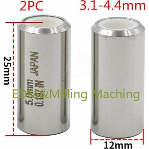 2pcs EDM Machine Ceramic Guide 12X25mm 3.1-4.4mm Guide Tube For Drill Guide For EDM Drilling Machine