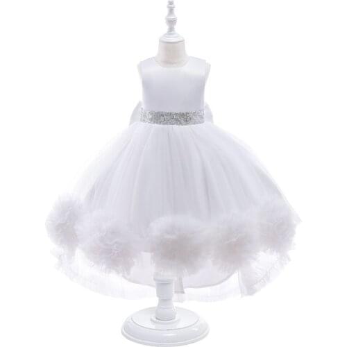 Classic Flower Girl Dresses High Low White Tulle Flowers for Wedding Birthday Ball Gown First Holy Communion Dresses 2021