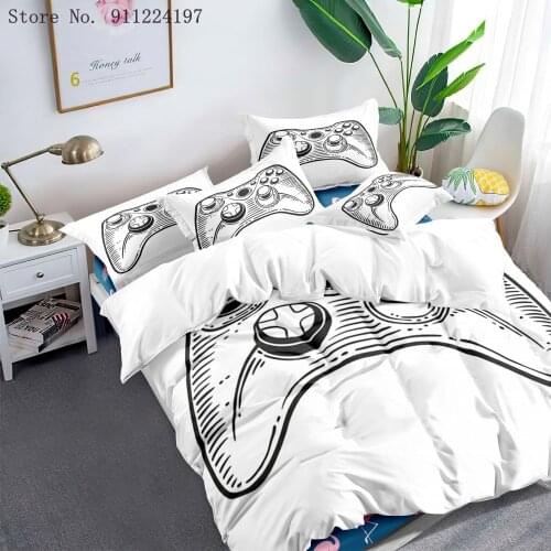 Video Game Bed Sets For Boys Kids Gamer Geek Comforter Gaming Themed Bedroom Decor Game Characters Bedding Set Home Textile