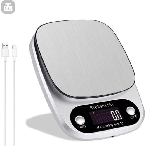 Mini LCD Kitchen Scales USB Powered Precision 0.1/1g Digital Scale Stainless Steel Kitchen Food Scale Measure Tools