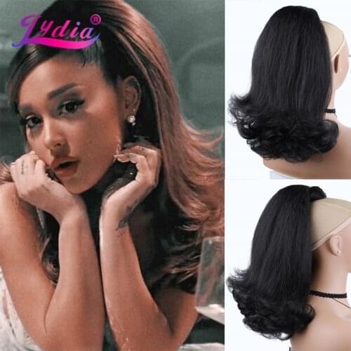 Lydia Wrap Around Synthetic Kinky Straight Combs Ponytail Hair Extensions Warping Curly Hairpieces Puff Chignon Natural Black