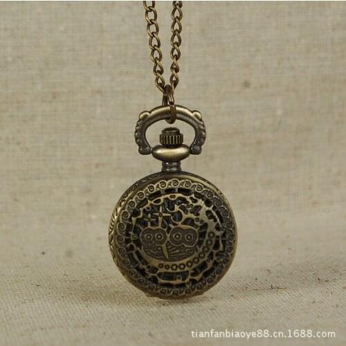 Small pocket watch new moon retro pocket watch Valentines cute owl mini pocket watch with necklace