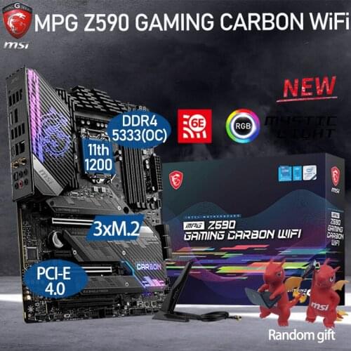 LGA1200 Intel 11th Gen MSI MPG Z590 GAMING CARBON WIFI Motherboard DDR4 128GB M.2 PCI-E 4.0 GAMING Z590 Placa-mãe Desktop Z590