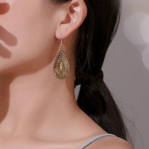 Fashion Goldcolor Vintage Bohemia Long Drop Earring Rhinestone Brincos Dangle Earrings Fashion Jewelry