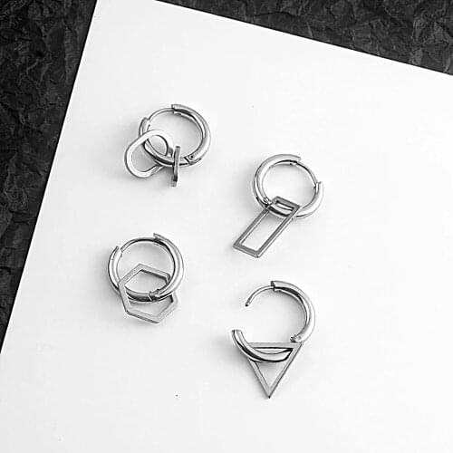 New European Simple and Versatile Geometric Irregular Stainless Steel Drop Earrings Male Female Fashion Hip-hop Trendy Jewelry