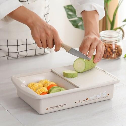 Plastic Fruit Vegetable Cutting Board Multifunction Non-slip Chopping Household Board With Drainer Kitchen Home Tools Antibacter