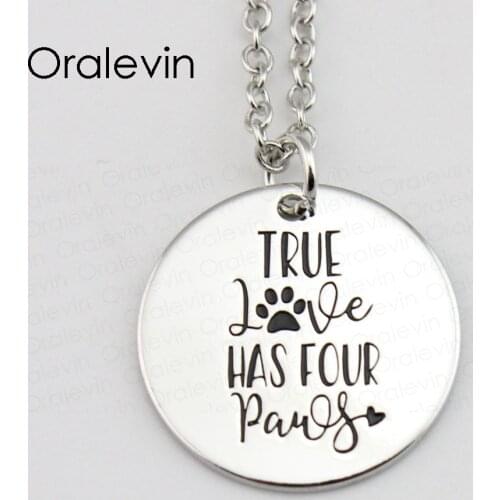TRUE LOVE HAS FOUR PAWS Pendant Charms Necklace Gift Jewelry 10Pcs/Lot #LN455