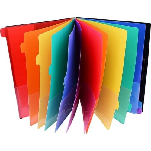 Extended Folder,12 Pocket Letters A4 Paper Item Sorter,Plastic File Storage Bag,Iridescent