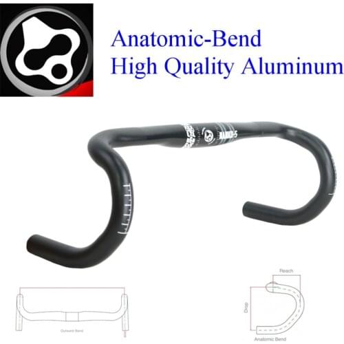 FOURIERS Road Bike High Quality Aluminum 7050-T73 HandleBar Aluminum Alloy Anatomic-Bend Bicycle Handlebar