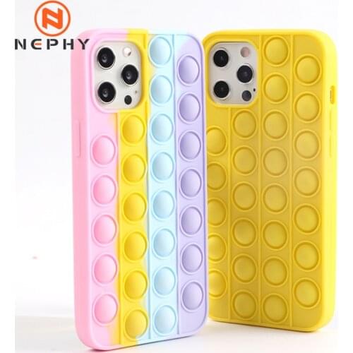 Decompression bubble silicone sleeve Case For Huawei P40 Lite 5G P30 Pro honor 30S Nova 7 Pro 5 6 7se 8 Cell Phone rainbow Cover