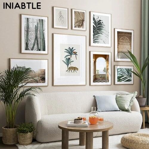 Nordic Sea Architecture Cactus Leaf Plant Poster Landscape Wall Art Canvas Painting Modern Photography Picture Room Home Decor