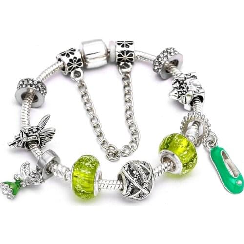\New Luxury Crystal Cute Cartoon Charm Bracelets & Bangles Green Brand Bracelets For Women Jewellery Pulseira Feminina