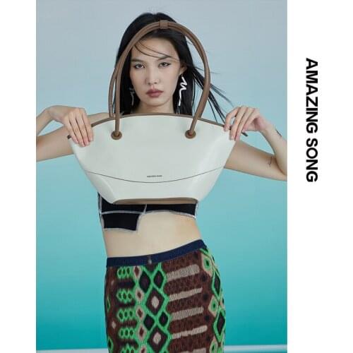 Amazing Song Tote Bag Female 2021 New Product Tote Bag Large-capacity Fan-shaped Shopping Bag Cowhide AS bag