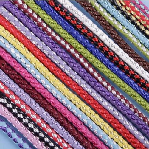 5.5mm PU Leather Cord Rope String+2m Round Braided+Faux Leather Cord for Clothes+DIY Jewelry Craft Findings Making Accessories
