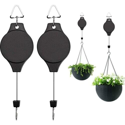 Retractable Plant Pulley Hanging Hook Flower Basket Hook Adjustable Plant Hanger for Pots and Birds Feeder Hanging Basket